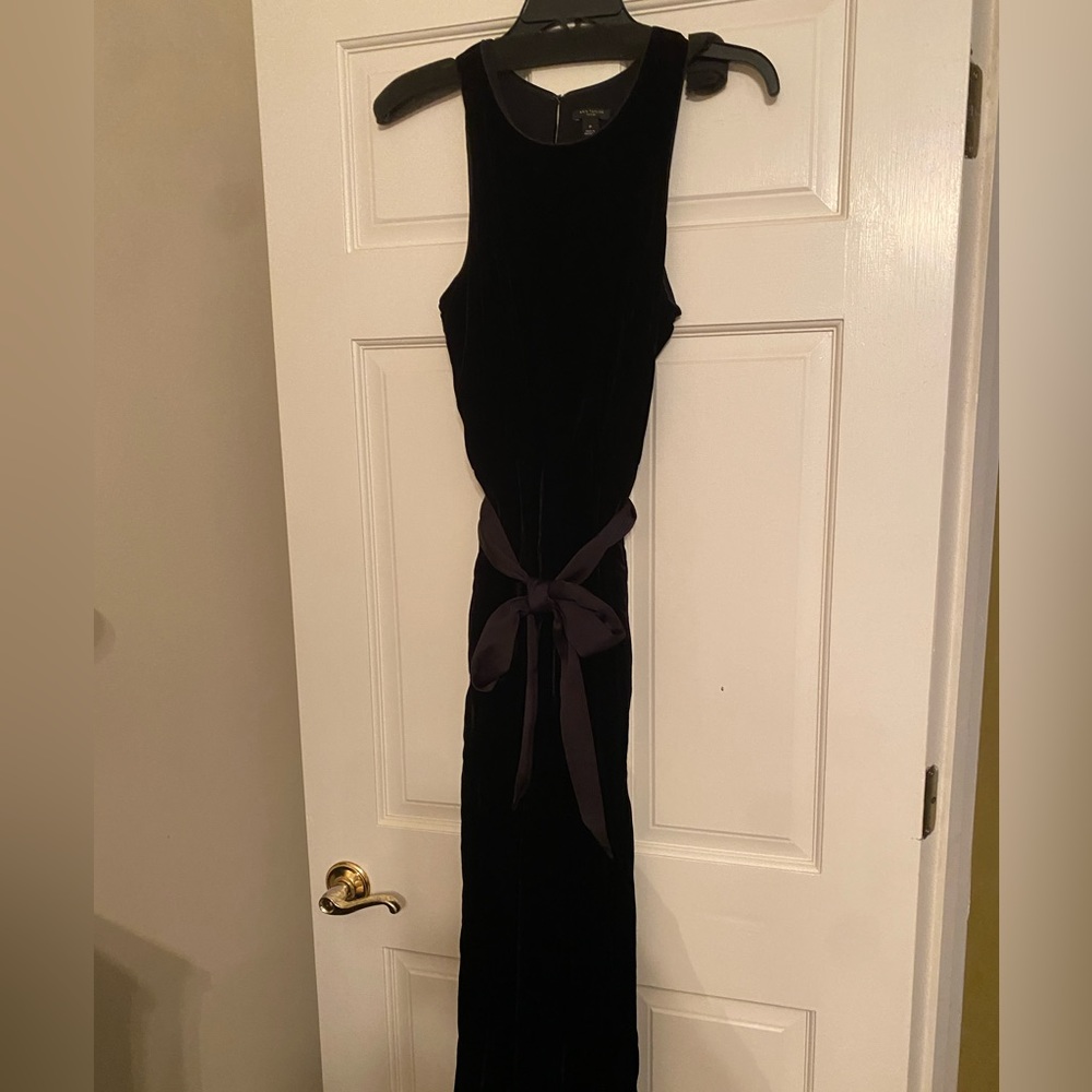 Ann Taylor velvet sleeveless jumpsuit